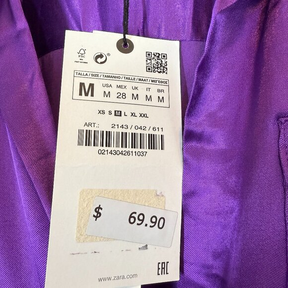 Zara Satin Effect Purple Wrap Dress Mini Medium - Picture 6 of 15